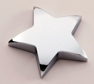 Main Image of Chrome finished metal star paperweight.