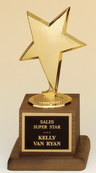 Main Image of Metal goldtone modern star casting on a solid American walnut base.