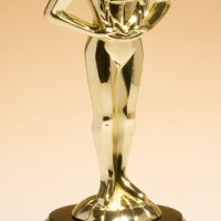 Main Image of Classic Achiever Trophy cast metal figurine hand-polished with goldtone finish on black piano-finish base