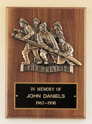 Main Image of Firematic award with antique bronze finish casting.