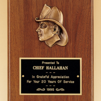 Main Image of Firematic award with antique bronze finish casting.
