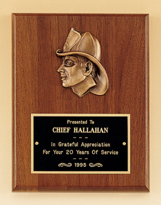Main Image of Firematic award with antique bronze finish casting.