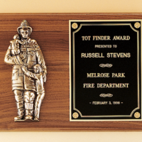 Main Image of Firematic award with antique bronze finish casting.