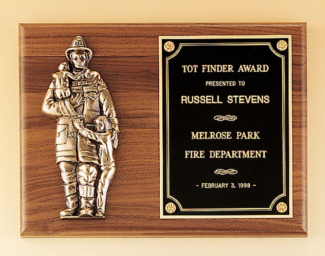 Main Image of Firematic award with antique bronze finish casting.