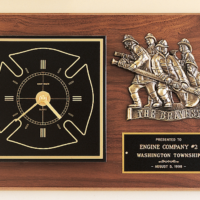 Main Image of Firematic award with antique bronze finish casting and clock.