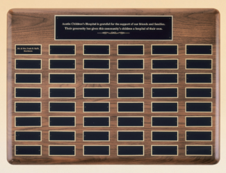 Solid American walnut Airflyte perpetual plaque with extra large plates.