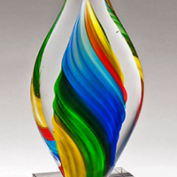 Main Image of Rainbow Colored Twist Art Glass Award with Clear Glass Base