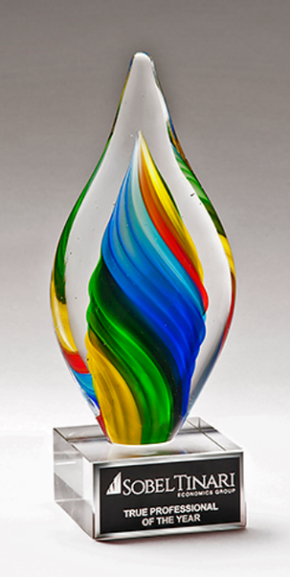Main Image of Rainbow Colored Twist Art Glass Award with Clear Glass Base