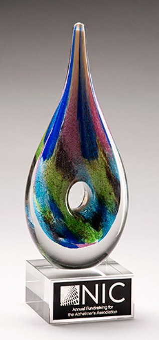 Main Image of Multi-Colored Art Glass Award with Clear Glass Base