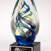 Main Image of Egg-shaped art glass award on black glass base