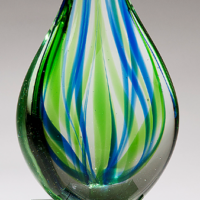 Main Image of Droplet-Shaped Blue and Green Art Glass Award with Clear Glass Base
