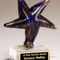 Main Image of Blue art glass star with gold metallic highlights