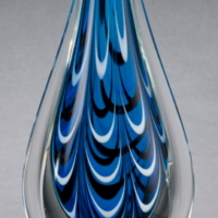 Main Image of Blue and black teardrop shaped art glass award