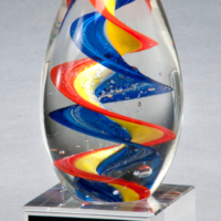 Main Image of Colorful egg-shaped art glass award with clear base