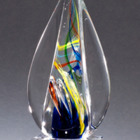 Main Image of Flame-Shaped Art Glass Award on Clear Glass Base