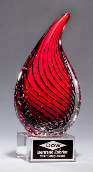 Main Image of Droplet-Shaped Art Glass Award on Clear Glass Base