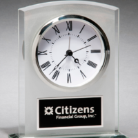 Main Image of Glass clock with frosted top polished edges and base