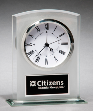 Main Image of Glass clock with frosted top polished edges and base