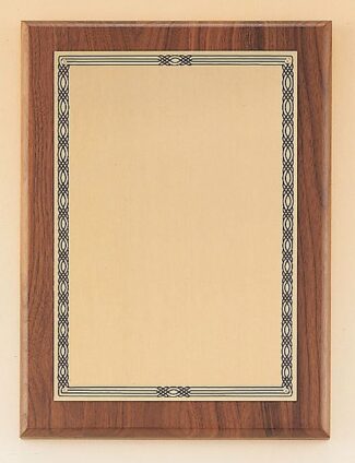 Main Image of American walnut plaque with a brushed brass plate.