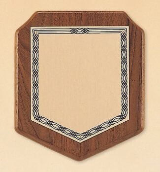 Main Image of American walnut plaque with a brushed brass plate.