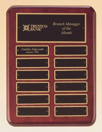 Main Image of Rosewood stained piano finish perpetual plaque with 2 plate combinations