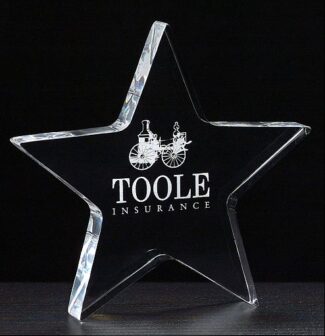 Main Image of Star Paperweight in 3/4″ thick clear acrylic