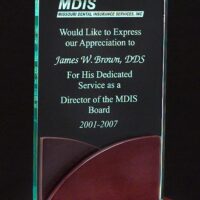 Main Image of Premium Series3/8″ thick acrylic award on a mahogany finish base