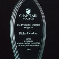 Main Image of Flame Series 3/4″ thick polished acrylic award on acrylic base.