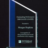 Main Image of Zenith Series jade acrylic award with blue highlight on acrylic base