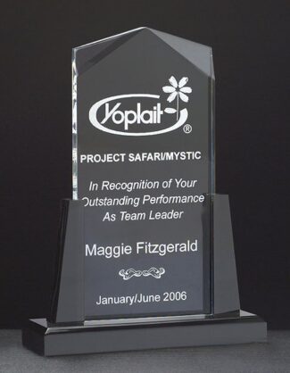 Main Image of Spire Series clear acrylic upright on black acrylic base