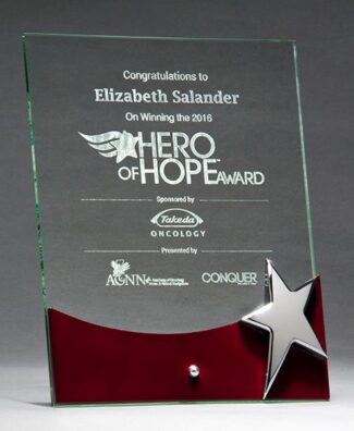 Main Image of Glass Award with Rosewood Accent & Silver Star