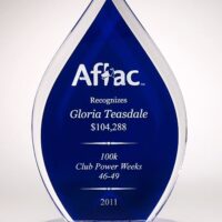 Main Image of Flame Series clear acrylic award with blue silk screened back