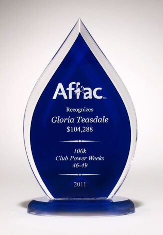 Main Image of Flame Series clear acrylic award with blue silk screened back