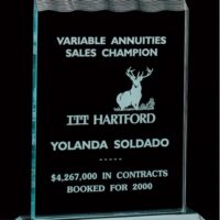 Main Image of Tidal Series 3/4″ thick polished acrylic award on acrylic base.