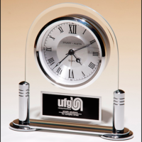 Main Image of Desk Clock with Beveled Glass and Silver Metal Base