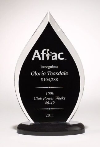 Main Image of Flame Series clear acrylic award with black silk screened back