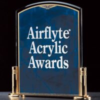 Main Image of Airflyte Marble Design Series Sapphire Acrylic Award on a Gold Metal Base with Columns