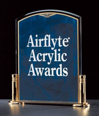 Main Image of Airflyte Marble Design Series Sapphire Acrylic Award on a Gold Metal Base with Columns