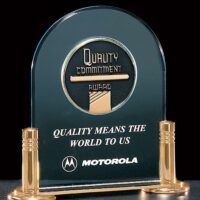 Main Image of 3/16″ Thick Acrylic Award with CAM Medallion on a Gold-Plated Brass Base with Columns