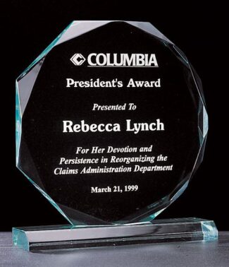 Main Image of Octagon Series 3/4″ thick acrylic award on acrylic base.