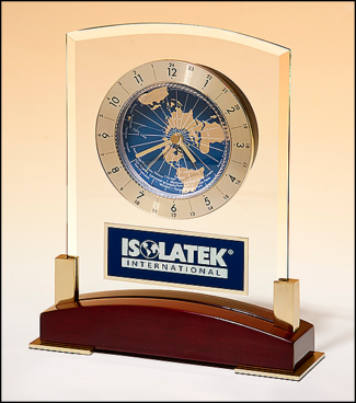 Main Image of Glass Clock with World Time Dial