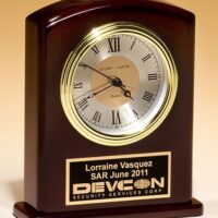 Main Image of High Gloss Rosewood Finish Clock, Diamond-Spun Dial and Three Hand Movement