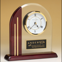 Main Image of Arch Clock with Glass Upright and Rosewood Piano Finish Post and Base