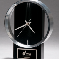 Main Image of Modern Design Clock brushed silver bezel on black high gloss base