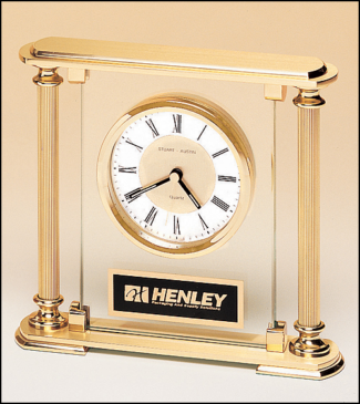 Main Image of Airflyte Clock with Glass Upright, Brass Feet and Columns