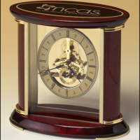 Main Image of Skeleton clock with sub-second dial, brass finished movement and rosewood piano finish accents.