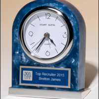 Main Image of Acrylic Clock with Polished Silver Aluminum Base, Silver Bezel and White Dial