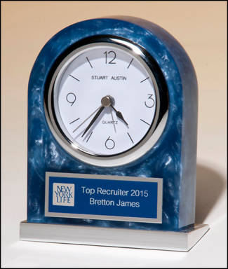 Main Image of Acrylic Clock with Polished Silver Aluminum Base, Silver Bezel and White Dial