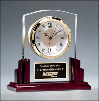 Main Image of Glass Award with Rosewood Piano-Finish Base