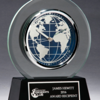 Main Image of Glass clock with world dial on black high gloss base